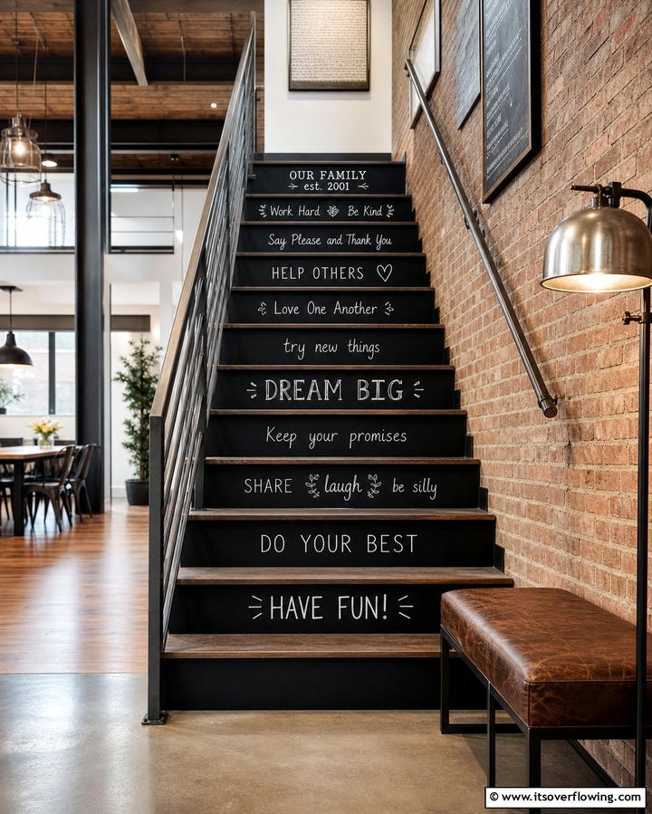 Chalkboard Paint - 25 Stair Riser Ideas to Enhance Your Home’s Interior