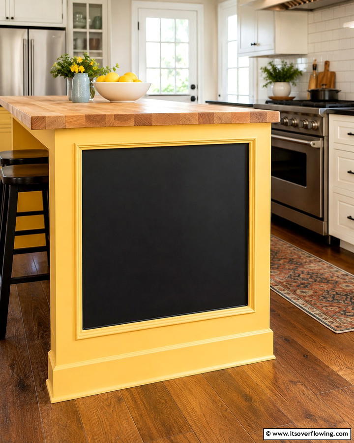 Chalkboard Paint Panel - 25 Farmhouse Kitchen Island Ideas for Rustic Charm