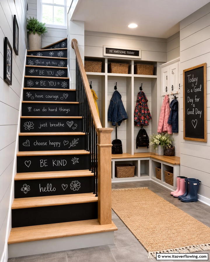 Chalkboard Paint for Creativity - 25 Stair Riser Ideas to Enhance Your Home’s Interior