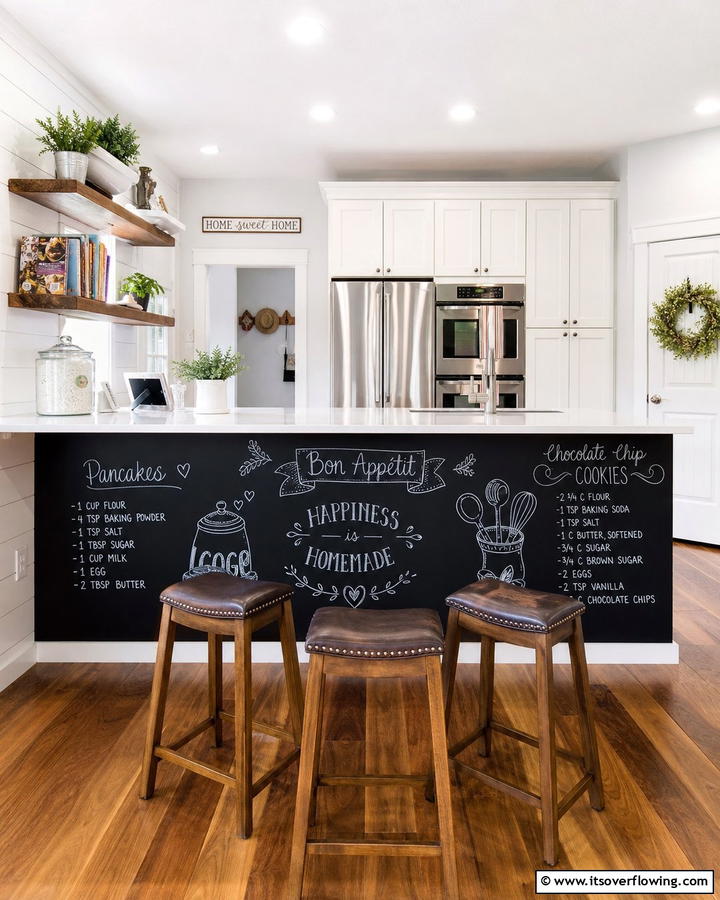 Chalkboard Panel - 21 Kitchen Island Back Panel Ideas for Modern Designs