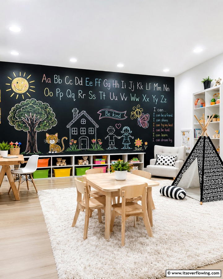 Chalkboard Playroom Wall - 30 Creative Chalkboard Wall Ideas for Functional & Fun Spaces