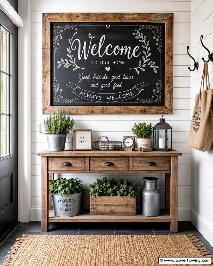Chalkboard Signs - 25 Farmhouse Entryway Ideas for a Warm and Welcoming First Impression
