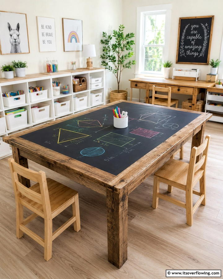 Chalkboard Surface on a Tabletop - 30 Creative Chalkboard Wall Ideas for Functional & Fun Spaces