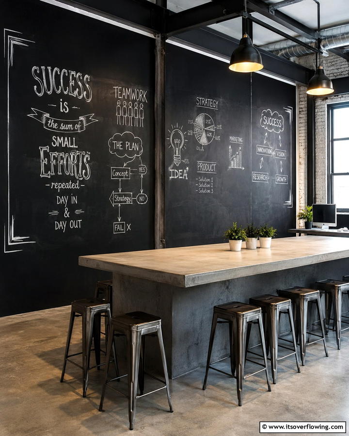 Chalkboard Wall - 25 Creative Office Accent Wall Ideas to Inspire Your Space