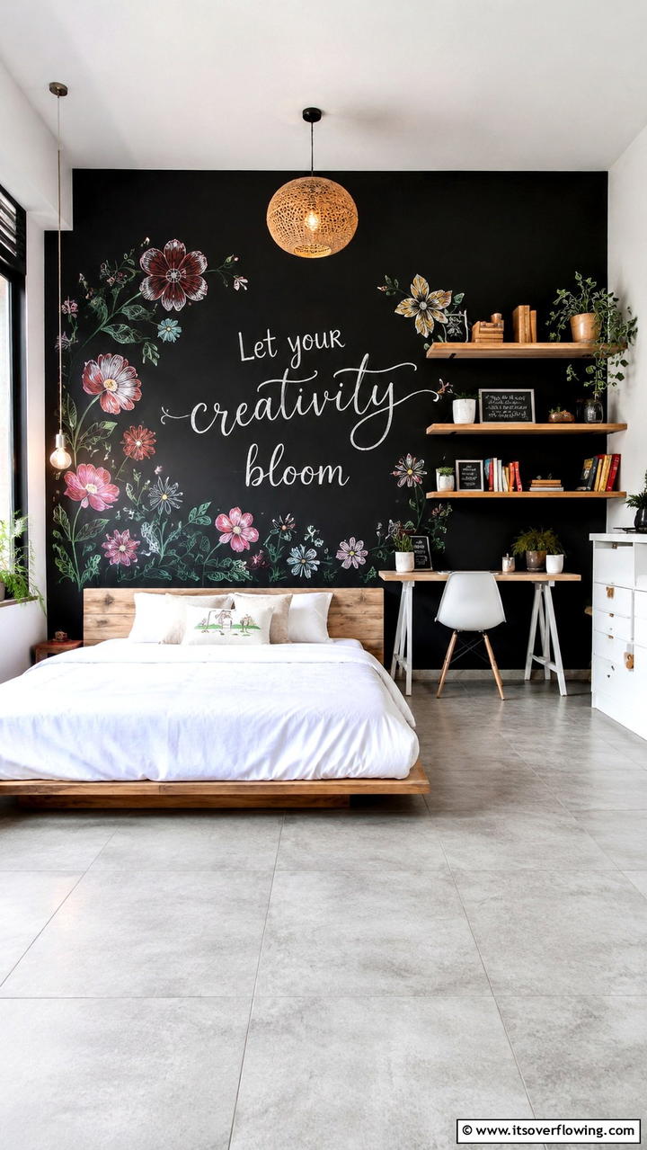 Chalkboard Wall Creativity - 30 Bedroom Accent Wall Ideas to Transform Your Space