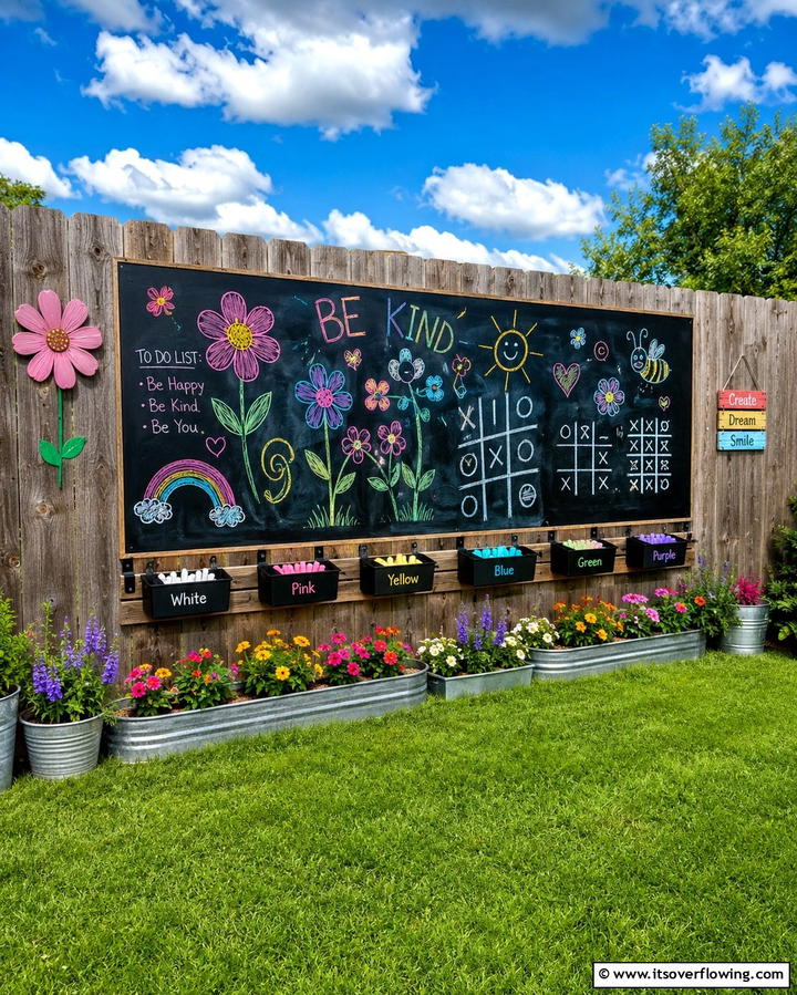 Chalkboard Wall Creativity - 25 Backyard Ideas for Kids to Create Fun Outdoor Spaces