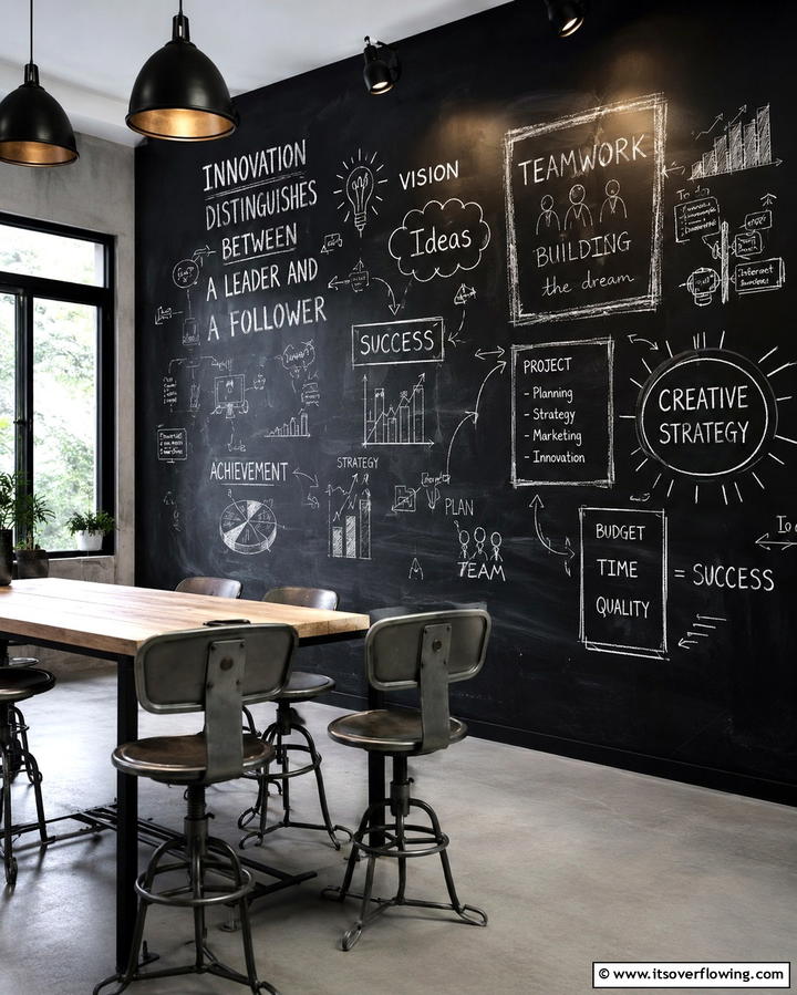 Chalkboard Wall for Brainstorming - 25 Office Wall Decor Ideas to Inspire Creativity
