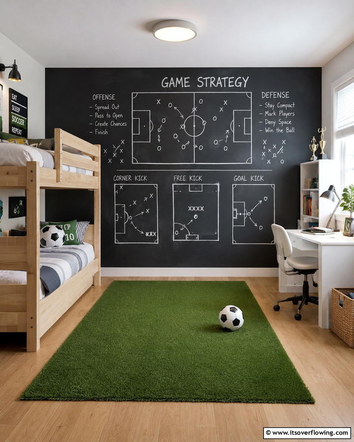 Chalkboard Wall for Game StrategiesExact - 30 Sporty Soccer Bedroom Ideas for Young Athletes