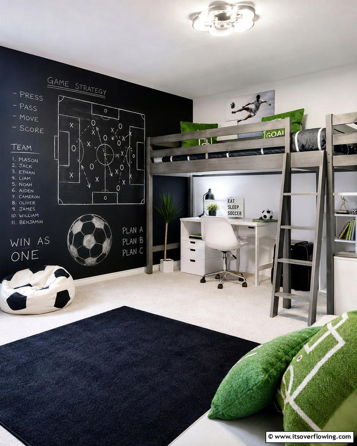 Chalkboard Wall for Game StrategiesOne - 30 Sporty Soccer Bedroom Ideas for Young Athletes