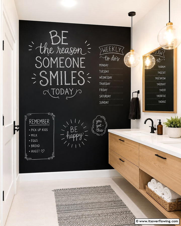 Chalkboard Wall for Notes - 30 Stunning Bathroom Wall Ideas to Elevate Your Space