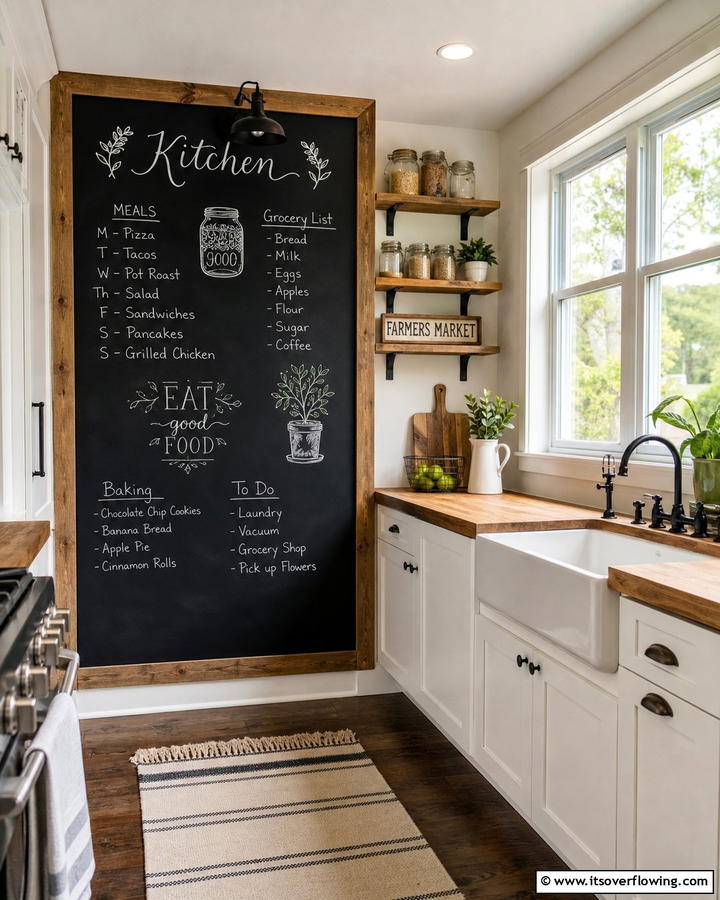 Chalkboard Wall for Notes - 20 Cozy Kitchen Ideas to Make Your Space Warm and Inviting