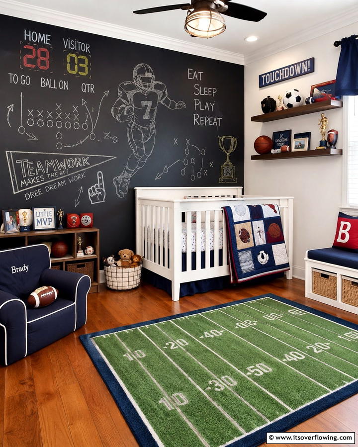 Chalkboard Wall for Team Spirit - 20 Sports Nursery Ideas for the Ultimate Fan Baby Room