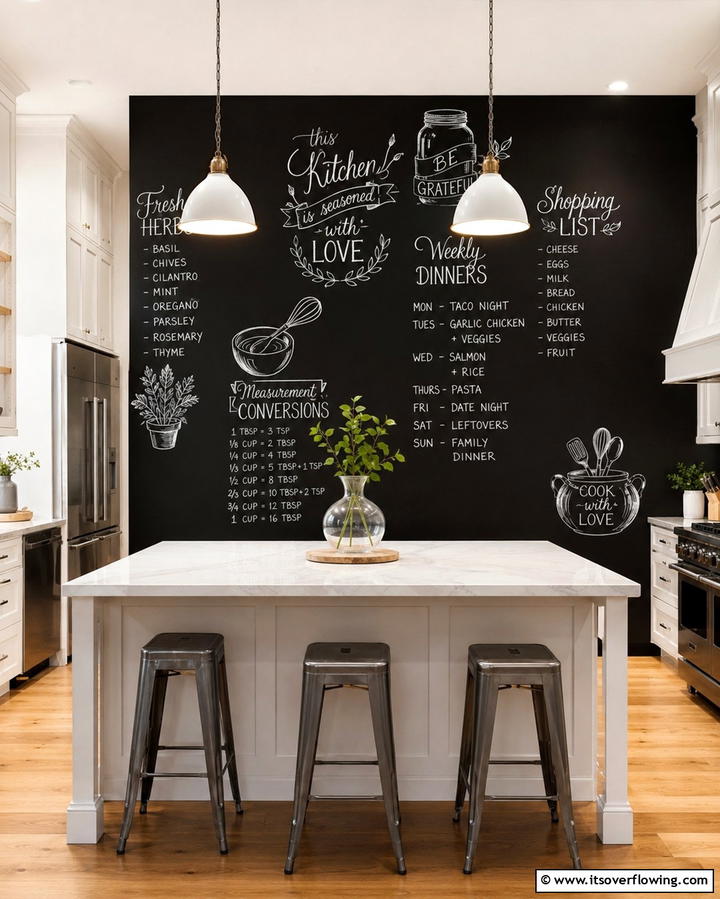 Chalkboard Wall in the Kitchen - 30 Creative Chalkboard Wall Ideas for Functional & Fun Spaces