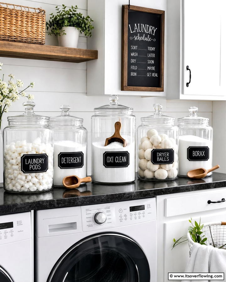 Chalkboard Wall or Labels - 25 Farmhouse Laundry Room Ideas for Function and Style