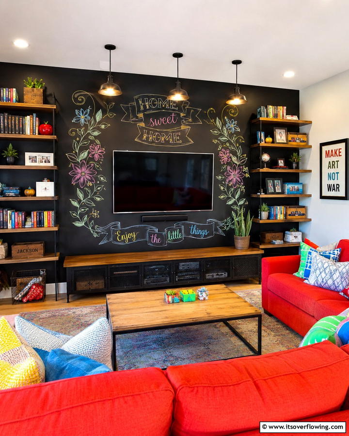 Chalkboard Wall - 20 TV Accent Wall Ideas to Enhance Your Space