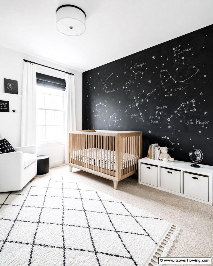 Chalkboard WallExact - 30 Chic Black & White Nursery Ideas for Modern Baby Rooms