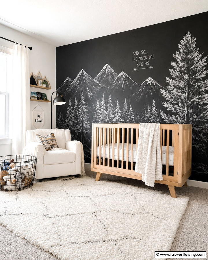 Chalkboard WallOne - 30 Chic Black & White Nursery Ideas for Modern Baby Rooms