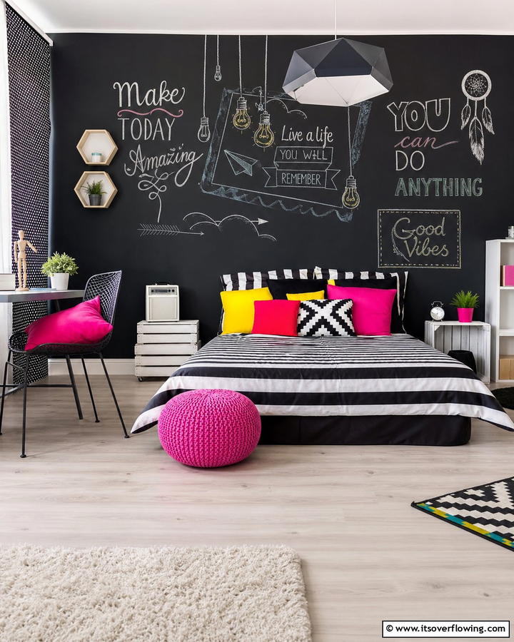 Chalkboard Walls - 21 Creative Bedroom Wall Painting Ideas for Stylish Rooms