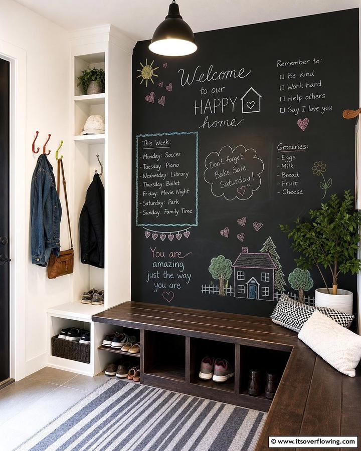 Chalkboard Walls - 25 Boot Room Ideas for Organized Entryways