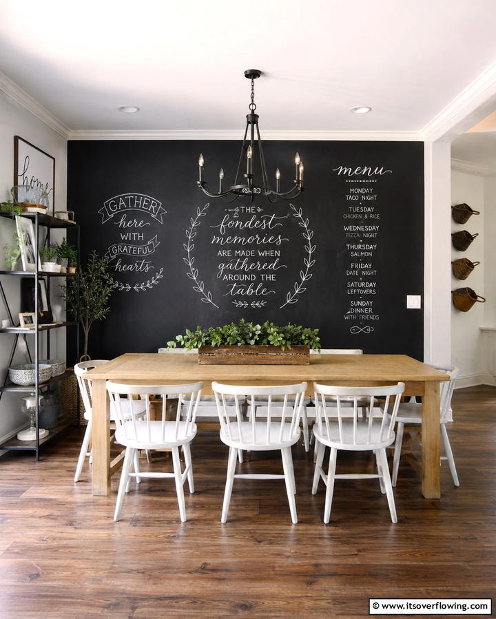 Chalkboard Walls - 30 Rustic Dining Room Ideas for Cozy Family Gatherings