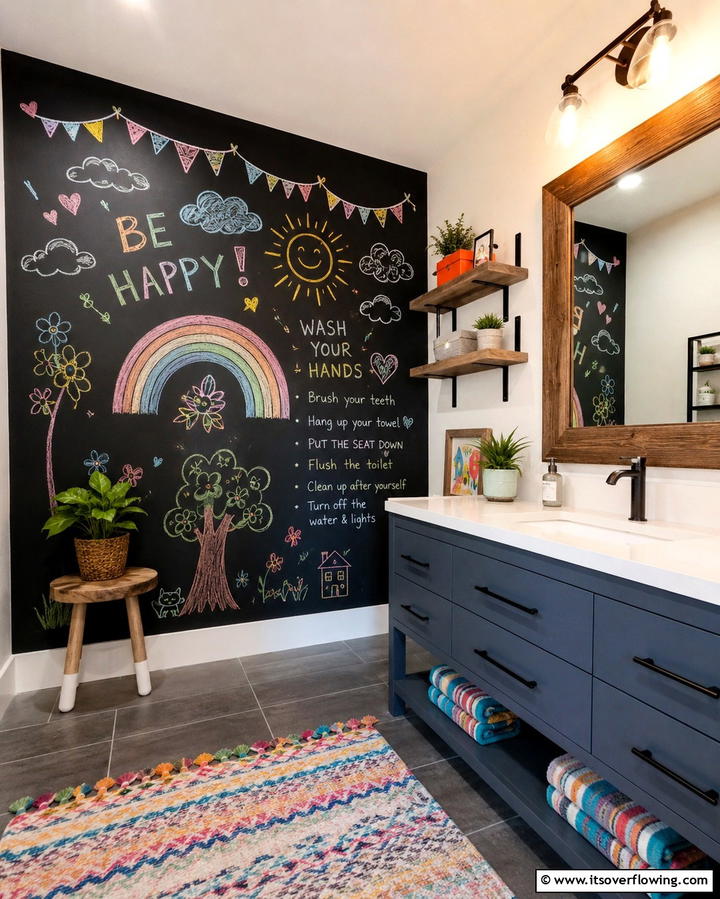 Chalkboard Walls for Creative Expression - 25 Kids Bathroom Ideas for Fun and Functionality