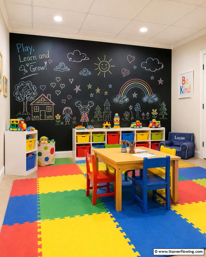 Chalkboard Walls for Creativity - 30 Basement Wall Design Ideas to Transform Your Space