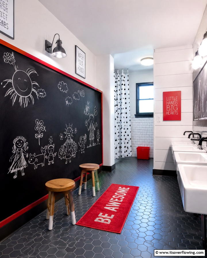 Chalkboard Walls for Creativity - 25 Kids Bathroom Ideas for Fun and Functionality