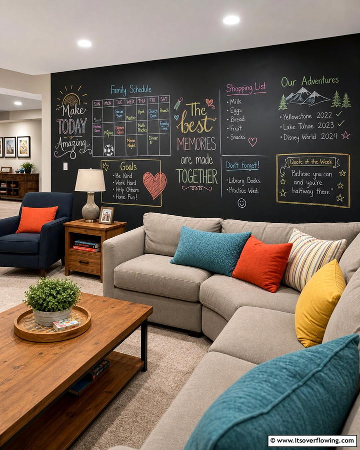 Chalkboard Walls for Functionality and Fun - 25 Basement Accent Wall Ideas to Transform Your Space