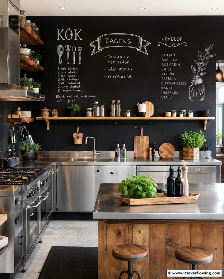 Chalkboard Walls for Personalization - 25 Industrial Kitchen Ideas for a Modern Look