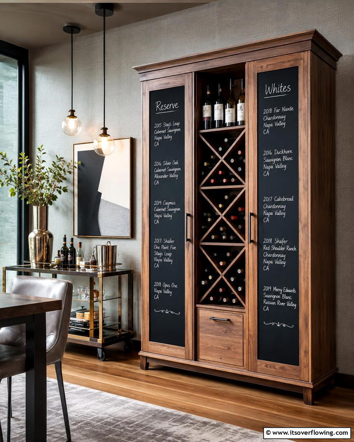Chalkboard Wine Cabinet - 30 Creative Chalkboard Wall Ideas for Functional & Fun Spaces