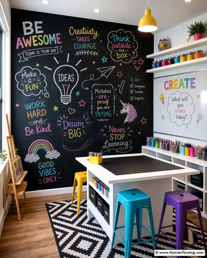 Chalkboard or Whiteboard Wall - 25 Art Room Ideas for Creative Inspiration