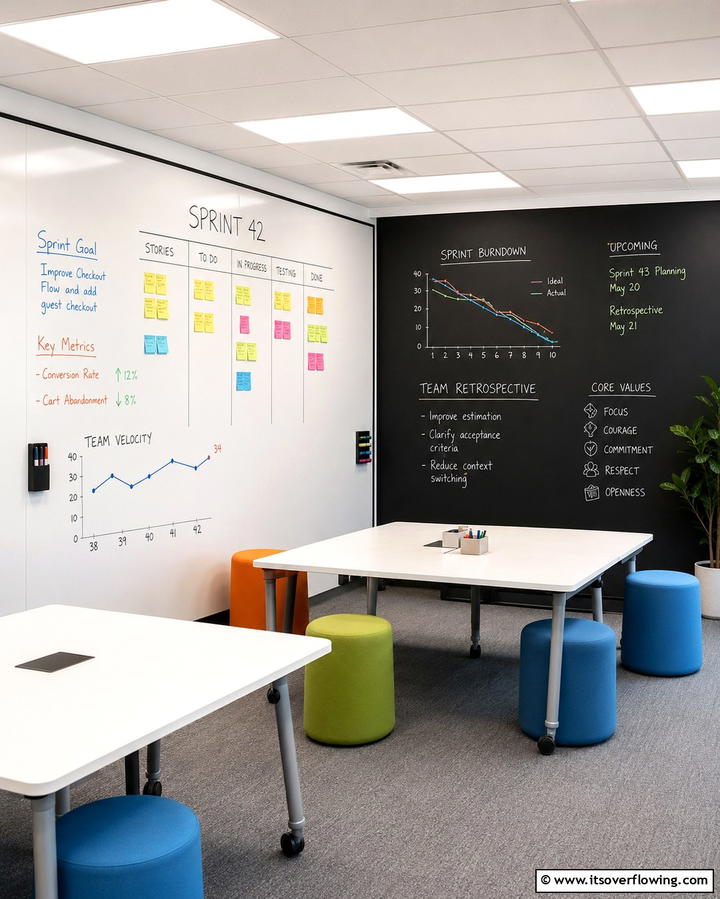 Chalkboard or Whiteboard Wall - 25 Creative Office Accent Wall Ideas to Inspire Your Space