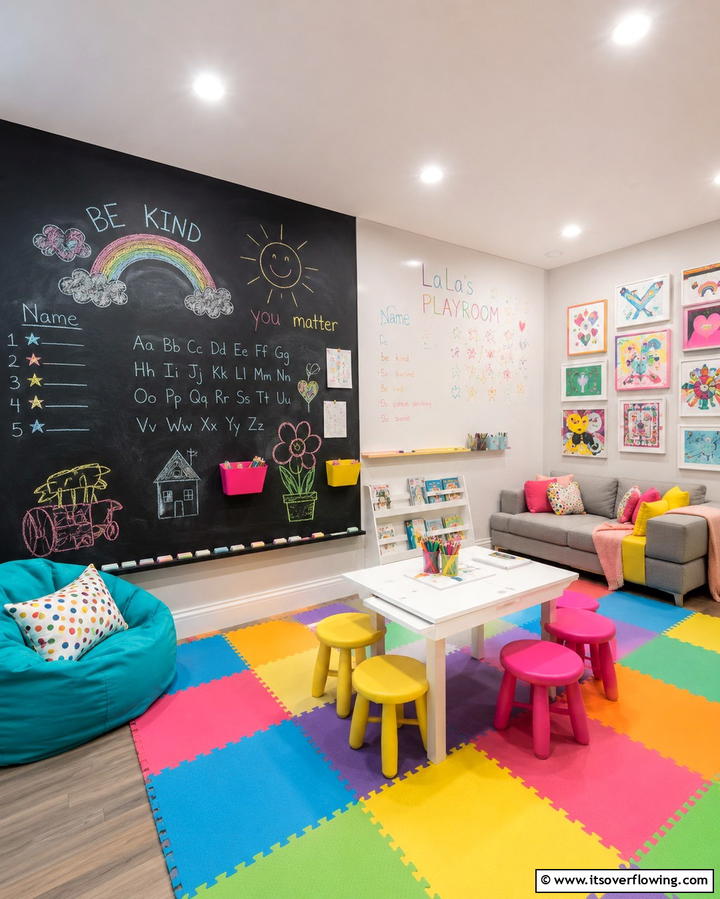 Chalkboard or Whiteboard Wall - 25 Fun Basement Playroom Ideas for Kids of All Ages