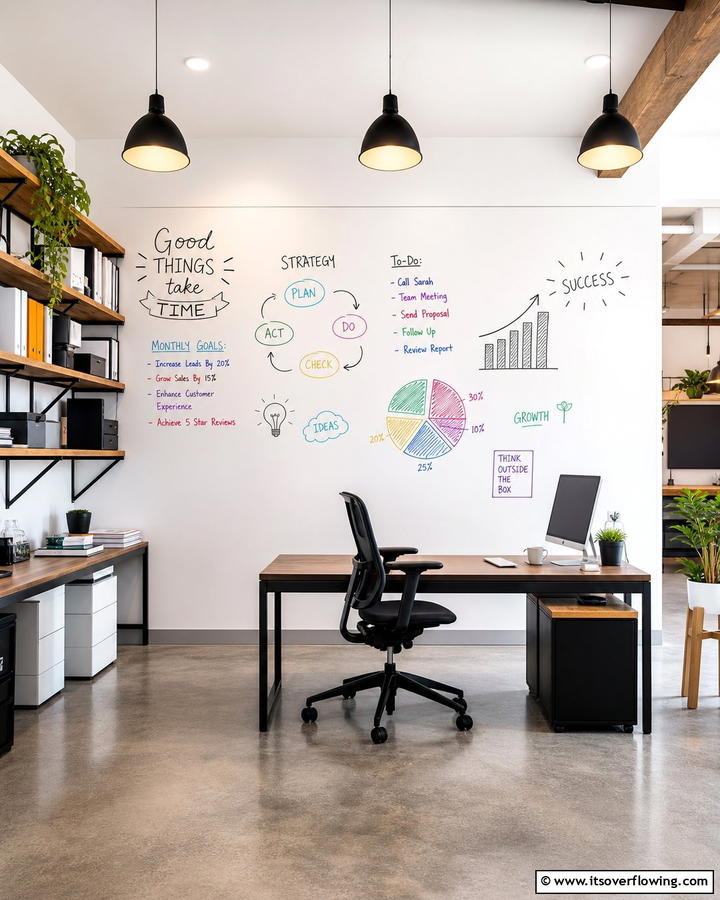 Chalkboard or Whiteboard Wall - 20 Home Office Background Ideas for Professional Vibes