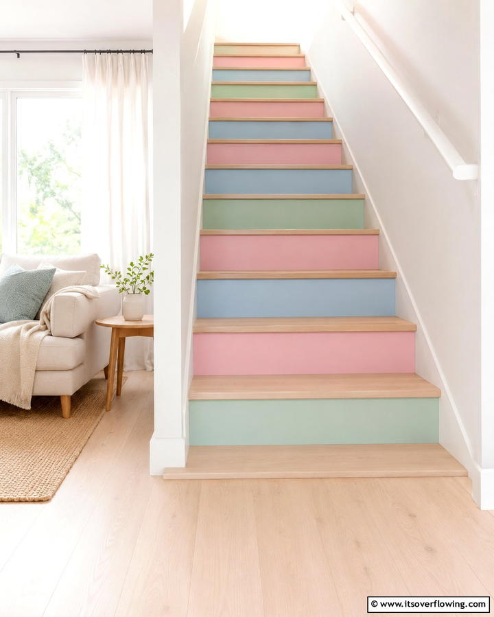 Chalky Pastel Shades - 25 Painted Stair Ideas to Transform Your Home