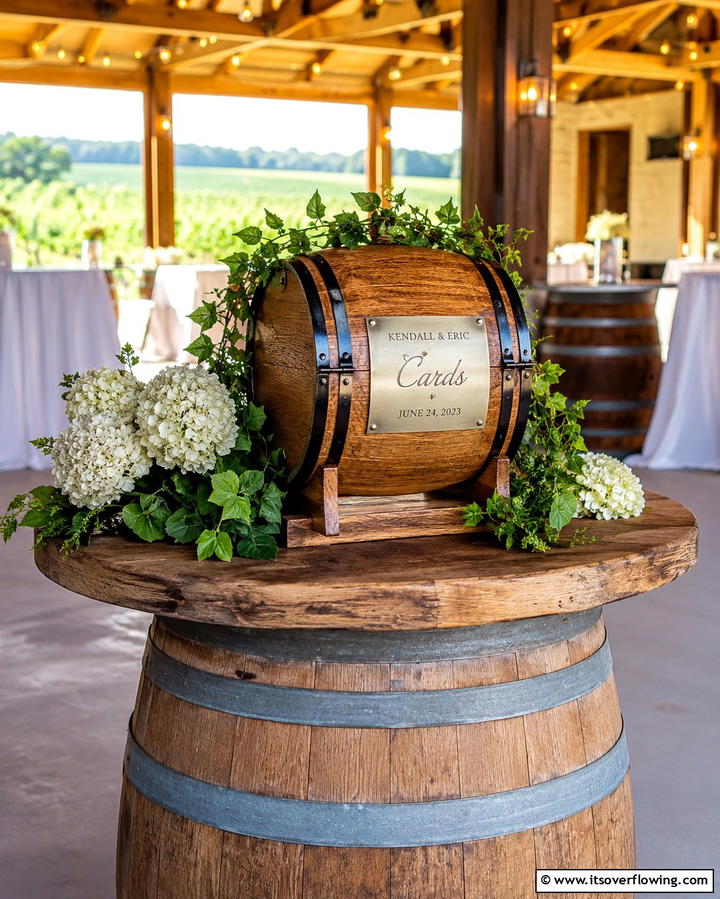 Champagne Barrel Card Holder - 30 Creative Wedding Card Box Designs for Guests