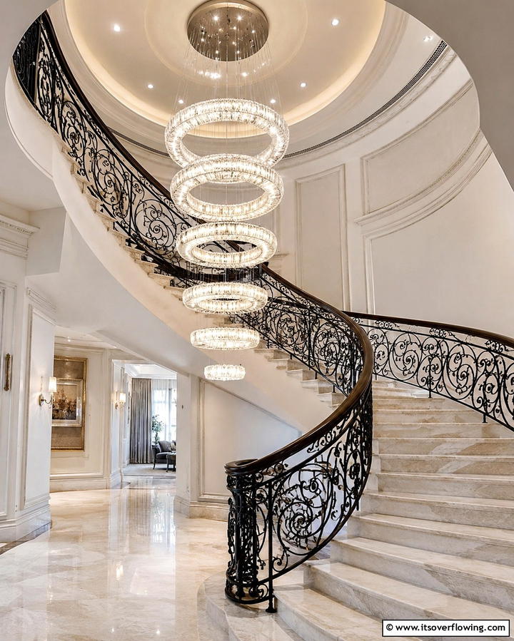 Chandelier Centerpiece Above Stairs - 25 Staircase Lighting Ideas to Illuminate Your Home