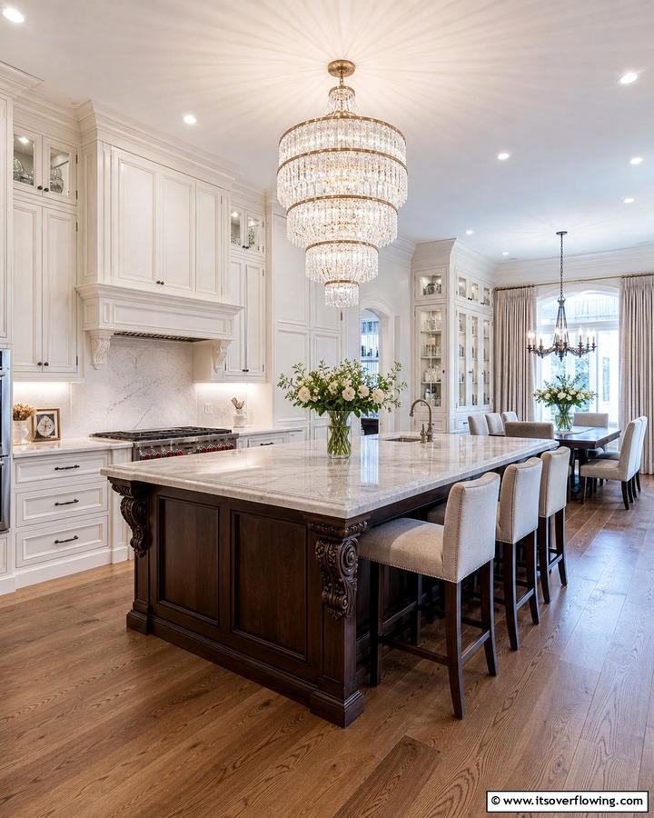 Chandelier Drama - 30 Kitchen Island Lighting Ideas to Illuminate Your Space