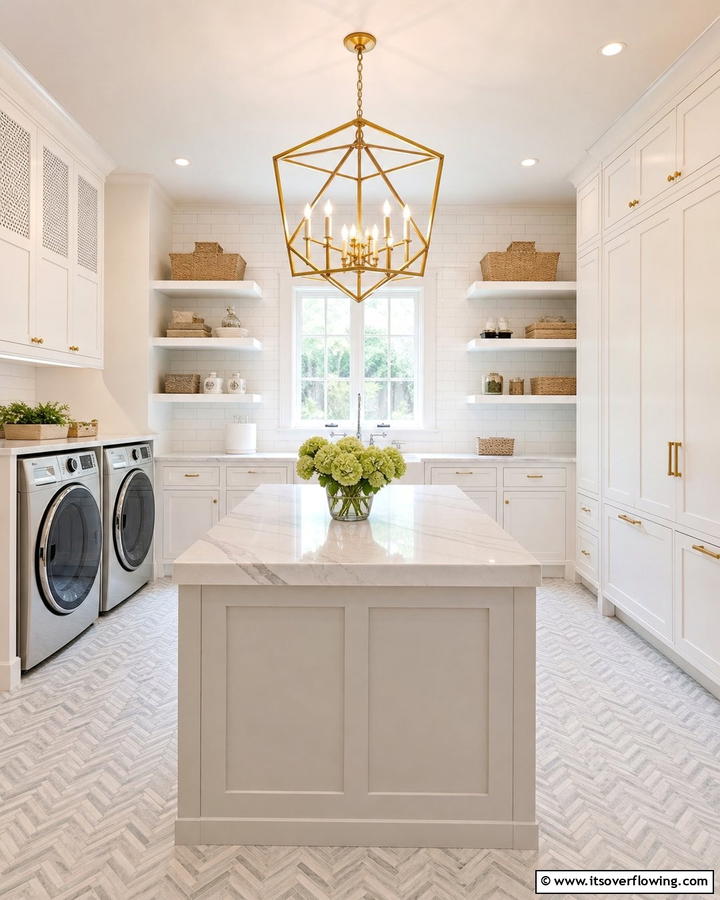 Chandelier Lighting for Elegance - 20 Laundry Room Lighting Ideas to Brighten Your Space