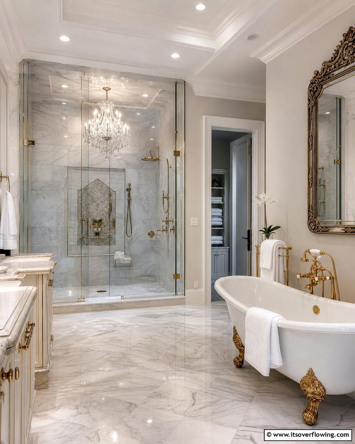 Chandeliers Above the Shower - 20 Shower Lighting Ideas for a Bright and Inviting Bathroom
