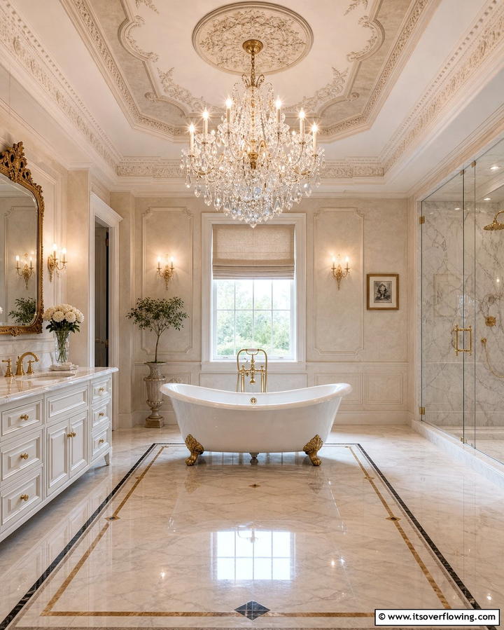 Chandeliers for Ambient Lighting - 25 Victorian Bathroom Ideas for a Luxurious Retreat