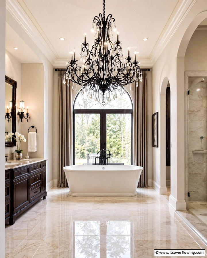 Chandeliers for Elegance - 25 Gothic Bathroom Ideas for a Dramatic and Stylish Space