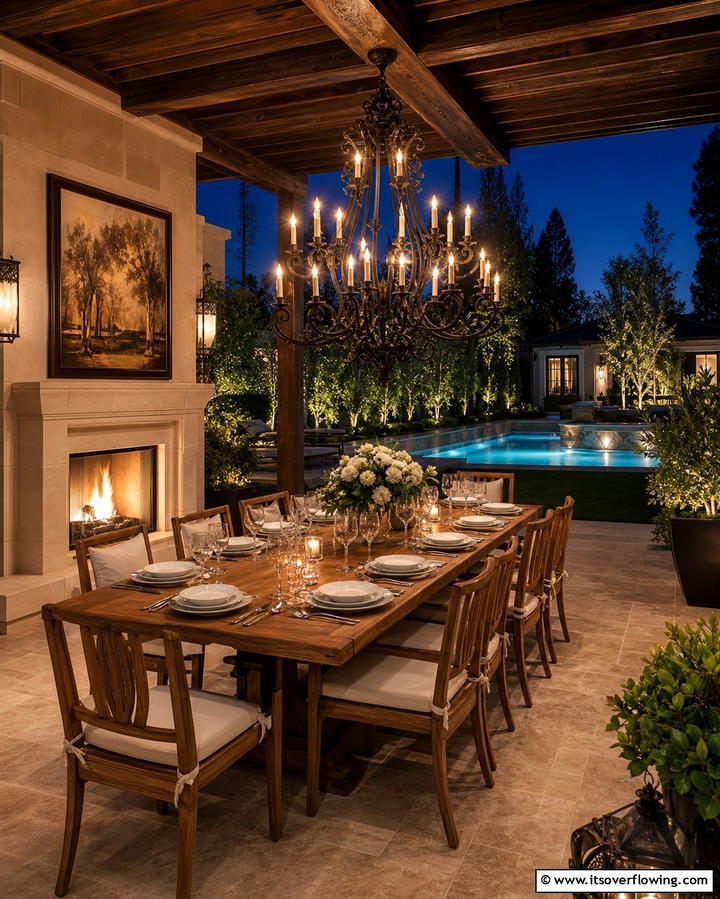Chandeliers for Sophisticated Outdoor Dining - 25 Pergola Lighting Ideas to Illuminate Your Outdoor Space