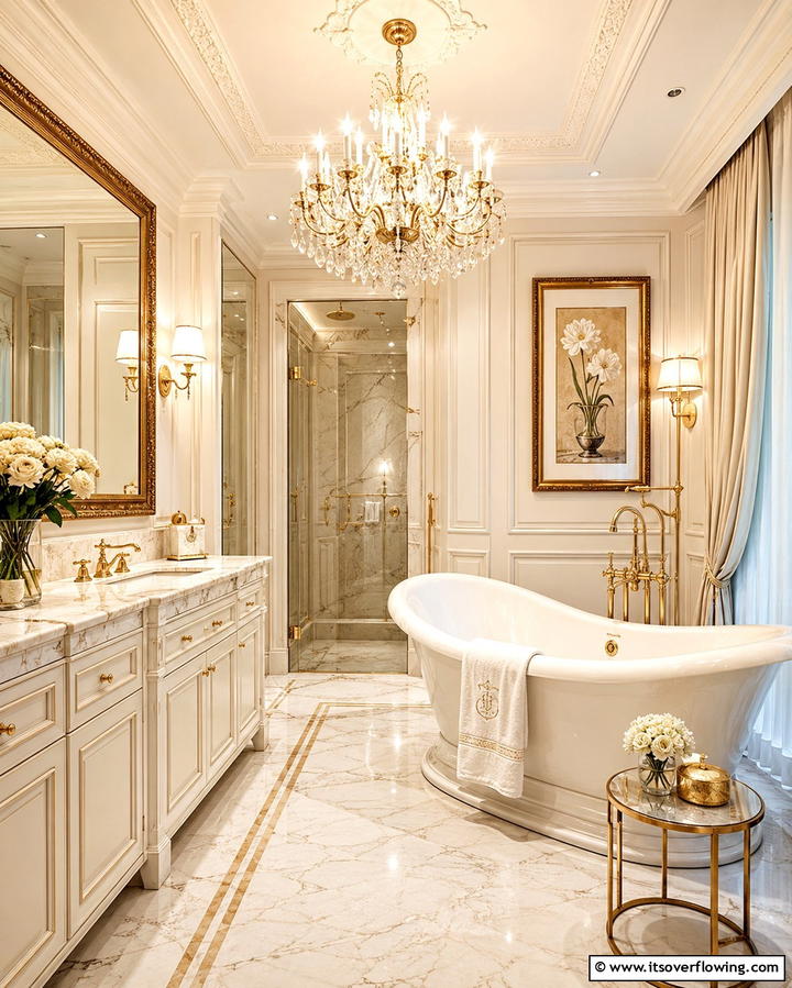 Chandeliers for a Luxurious Touch - 25 Bathroom Ceiling Lighting Ideas to Brighten Your Space