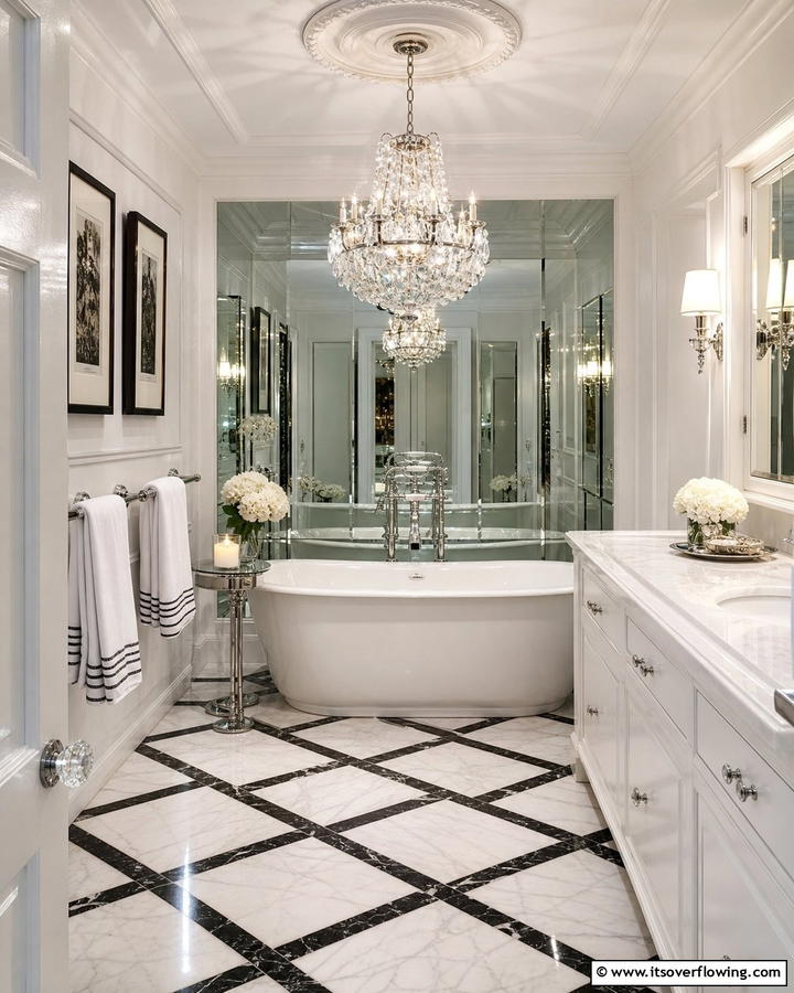 Chandeliers for a Touch of Glamour - 20 Small Bathroom Lighting Ideas for a Bright and Spacious Feel