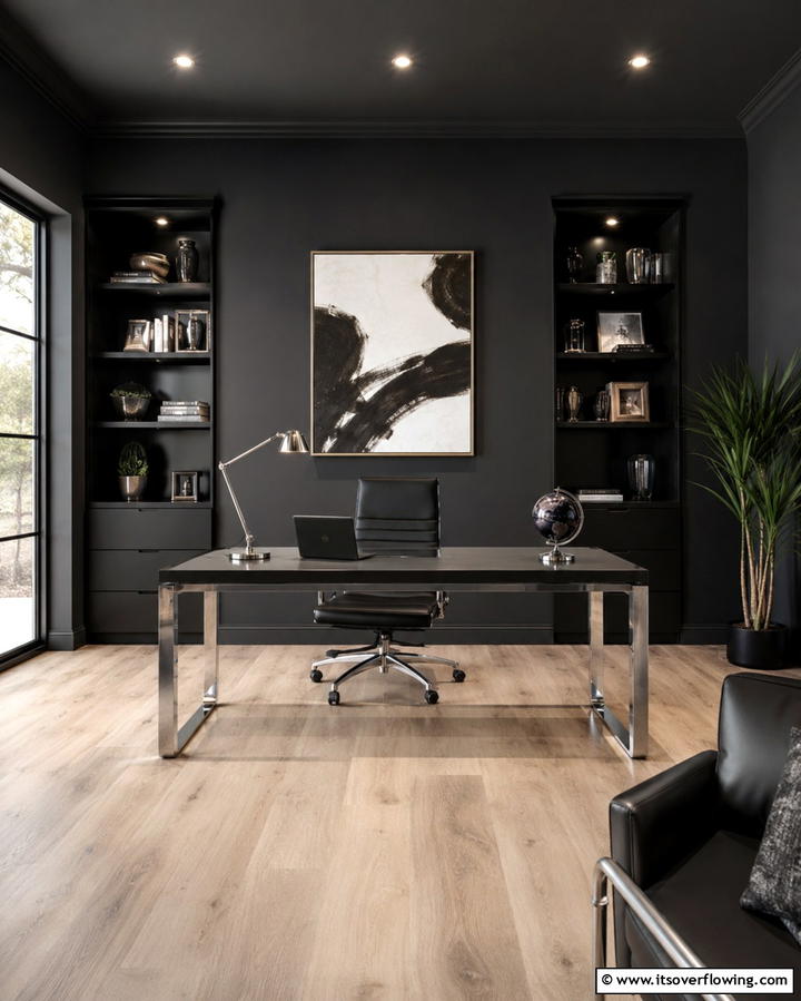 Charcoal Black Drama - 30 Home Office Paint Colors- Boost Productivity & Style