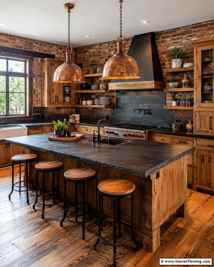 Charcoal Black Slate Countertops - 25 Black Kitchen Countertops for a Bold Statement