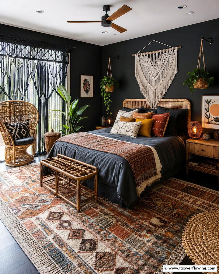 Charcoal Boho Style - 20 Charcoal Bedroom Ideas for a Sleek and Modern Look