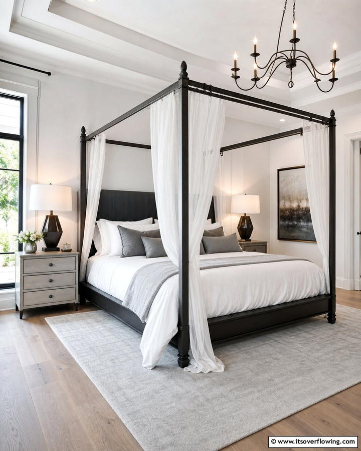 Charcoal Canopy Bed - 20 Charcoal Bedroom Ideas for a Sleek and Modern Look
