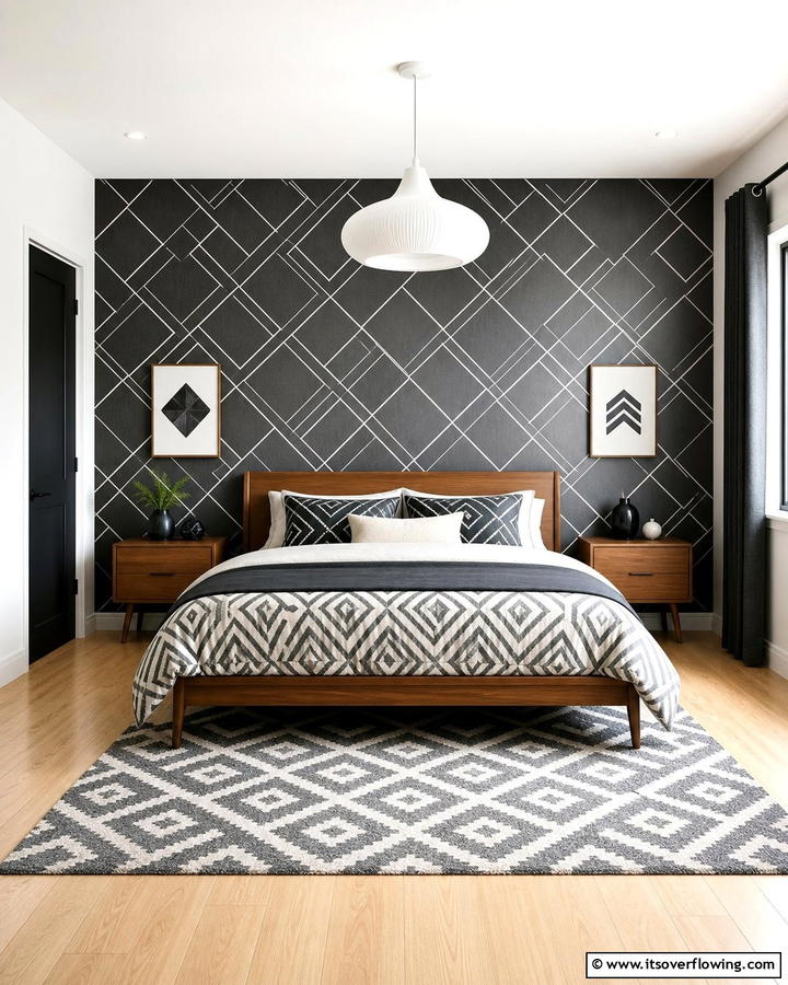 Charcoal Geometric Patterns - 20 Charcoal Bedroom Ideas for a Sleek and Modern Look